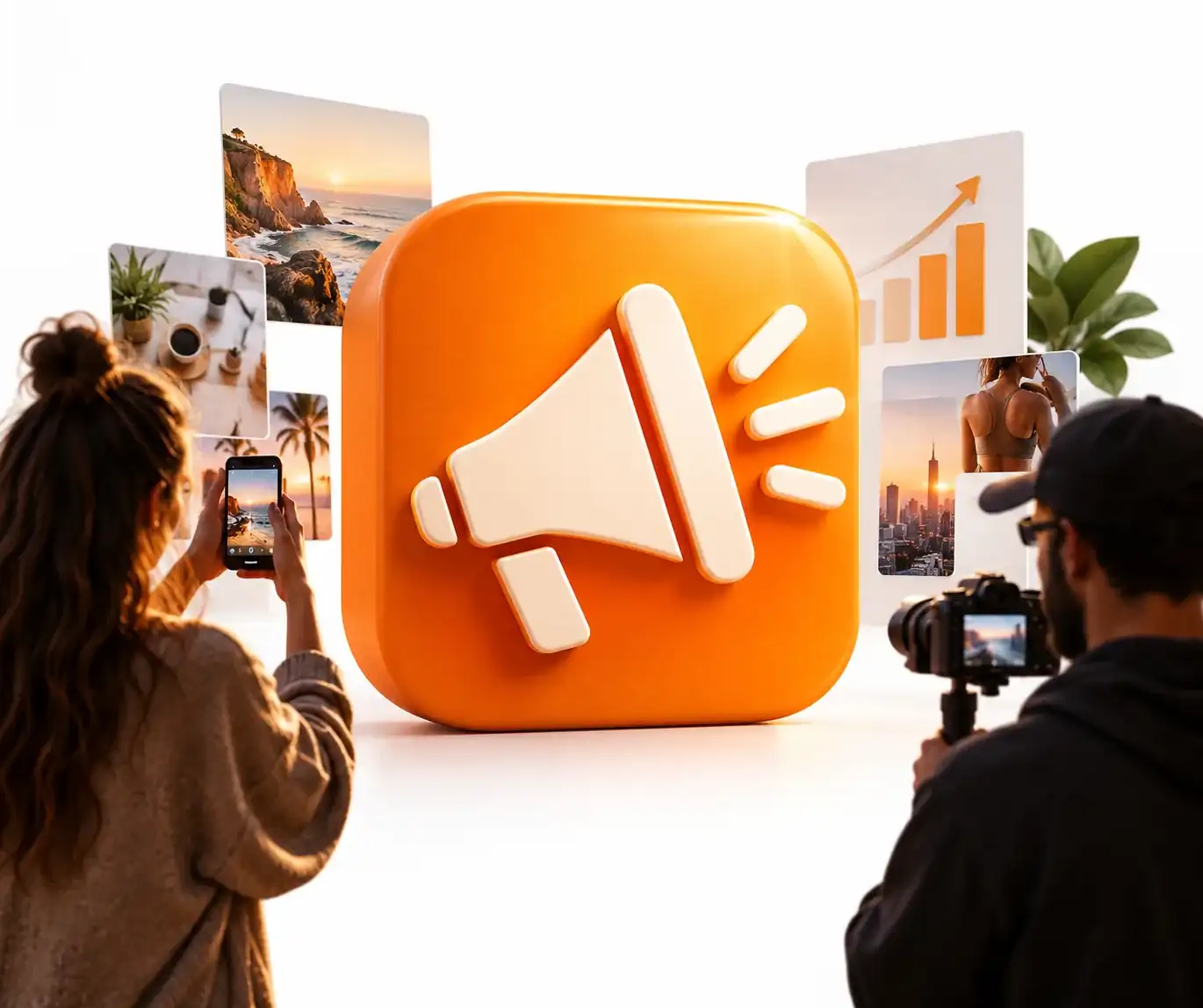 Orange creator marketplace app emblem on a clean white article cover.