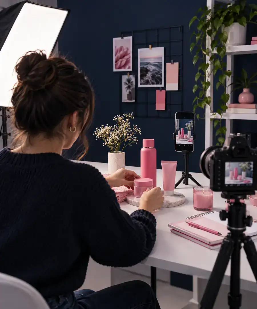 Creator preparing sponsored content